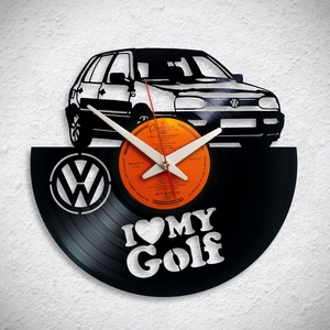 VW Golf - többféle - Bakelit falióra, Otthon & Lakás, Dekoráció, Fali és függő dekoráció, Falióra & óra, Újrahasznosított alapanyagból készült termékek, Meska