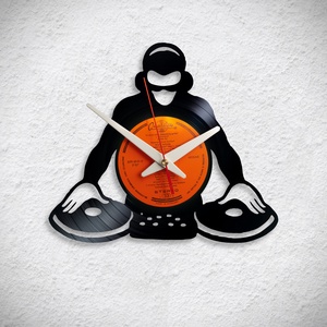 DJ lemezlovas diszkó - Bakelit falióra, Otthon & Lakás, Dekoráció, Fali és függő dekoráció, Falióra & óra, Újrahasznosított alapanyagból készült termékek, Meska