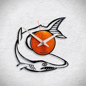 Cápa - Shark - Bakelit falióra, Otthon & Életmód, Dekoráció, Fali és függő dekoráció, Falióra & óra, Újrahasznosított alapanyagból készült termékek, MESKA