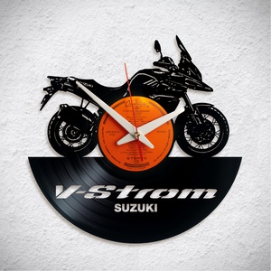 Suzuki V-strom motorkerékpár  - Bakelit falióra, Otthon & Életmód, Dekoráció, Fali és függő dekoráció, Falióra & óra, Újrahasznosított alapanyagból készült termékek, MESKA