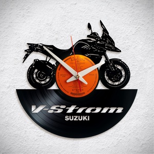 Suzuki V-strom motorkerékpár  - Bakelit falióra, Otthon & Lakás, Dekoráció, Fali és függő dekoráció, Falióra & óra, Újrahasznosított alapanyagból készült termékek, MESKA