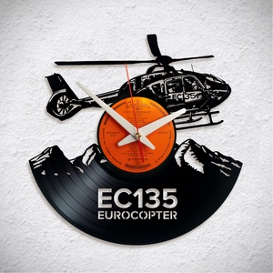 EC135 Helikopter - Eurocopter - Bakelit falióra, Otthon & Életmód, Dekoráció, Fali és függő dekoráció, Falióra & óra, Újrahasznosított alapanyagból készült termékek, MESKA