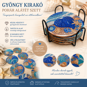 Pohár alátét, Otthon & Életmód, Konyhafelszerelés, tálalás, Konyhai dekoráció, Hűtőmágnes, Gyöngyfűzés, gyöngyhímzés, ? Kézzel készített gyöngykirakó poháralátét szett ?
Egyedi, tengerparti hangulatú, kézzel készített..., MESKA
