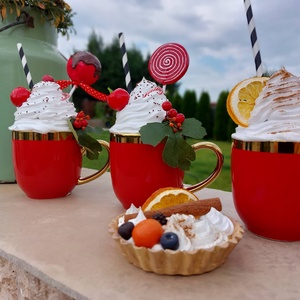 Karácsonyi tejszínhabos forró csoki popcake-kel - esküvő - dekoráció - sütidísz - Meska.hu