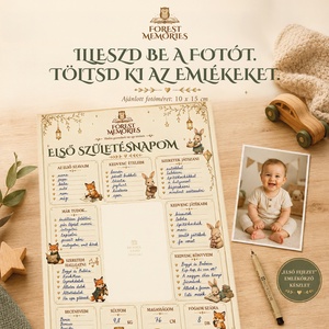 Első születésnapi emlékszett � Emlékposzter és oklevél � Nyomtatható PDF - baba - mama - babaemlékek - baba emlékőrző - Meska.hu