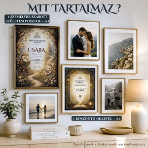 Személyre szabott születési poszter és köszöntő oklevél � Erdei babaköszöntő � Digitális PDF - baba - mama - babaszoba dekoráció - babaposzter - Meska.hu