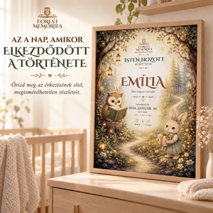 Személyre szabott születési poszter és köszöntő oklevél � Erdei babaköszöntő � Digitális PDF - baba - mama - babaszoba dekoráció - babaposzter - Meska.hu