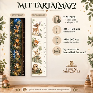 Erdei magasságmérő gyerekeknek � 2 mintával � Nyomtatható PDF, 30 � 120 cm - baba - mama - babaszoba dekoráció - magasságmérő - Meska.hu