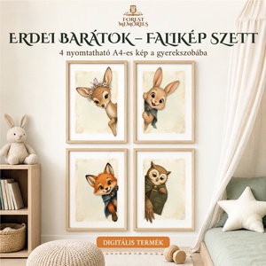 Erdei barátok � A4-es nyomtatható falkép szett gyerekszobába - baba - mama - babaszoba dekoráció - babaszoba kép - Meska.hu