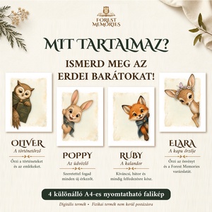 Erdei barátok � A4-es nyomtatható falkép szett gyerekszobába - baba - mama - babaszoba dekoráció - babaszoba kép - Meska.hu