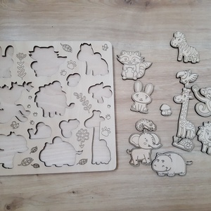 Állatos kirakó fából., Játék & Sport, Építőjáték, Famegmunkálás, MESKA