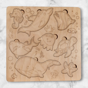 Tengeri állatos kirakó fából ., Játék & Sport, Puzzle, Kirakó, kocka kirakó, Famegmunkálás, MESKA