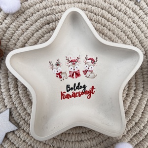Csillag alakú rénszarvasos tálka, Otthon & Életmód, Dekoráció, Asztal és polc dekoráció, Dekorációs tál, tartó, Kerámia, MESKA