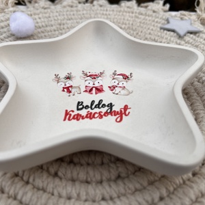 Csillag alakú rénszarvasos tálka - otthon & életmód - dekoráció - asztal és polc dekoráció - dekorációs tál, tartó - Meska.hu