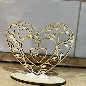 Gravírozható fa szív virágmintával, Otthon & Életmód, Dekoráció, Dísztárgy, Famegmunkálás, MESKA