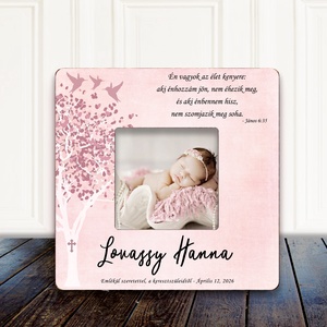 Névre szóló fényképkeret keresztelőre � elegáns emlék babának és a családnak, Keresztelő ajándék, Baba - mama, Keresztelő kellékek, Keresztelőajándékok, Famegmunkálás, Fotó, grafika, rajz, illusztráció, MESKA