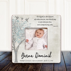 Névre szóló fényképkeret keresztelőre � elegáns emlék babának és a családnak, Keresztelő ajándék, Baba - mama, Keresztelő kellékek, Keresztelőajándékok, Famegmunkálás, Fotó, grafika, rajz, illusztráció, MESKA