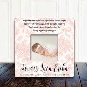Halvány rózsaszín, Masni mintás fényképkeret idézettel keresztelőre � finom, elegáns babaszoba dekoráció - Meska.hu