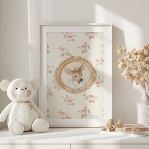 Névreszóló őzikés kollekció, cottagecore stílusú elegáns gyerekszoba falikép szett - otthon & életmód - dekoráció - kép & falikép - több részes kép - Meska.hu