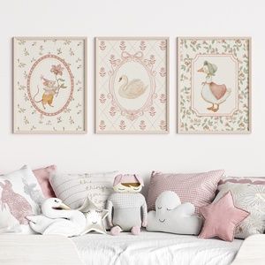 Vintage stílusú gyerekszoba falikép szett � pasztell erdei állatok, romantikus babaszoba dekoráció, mesebeli nursery pri - otthon & életmód - dekoráció - kép & falikép - poszter - Meska.hu