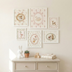 Vintage stílusú gyerekszoba falikép szett � pasztell erdei állatok, romantikus babaszoba dekoráció, mesebeli nursery pri - otthon & életmód - dekoráció - kép & falikép - poszter - Meska.hu