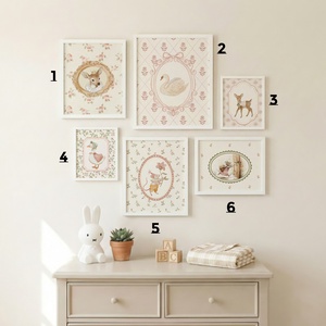 Vintage stílusú gyerekszoba falikép szett � pasztell erdei állatok, romantikus babaszoba dekoráció, mesebeli nursery pri - otthon & életmód - dekoráció - kép & falikép - poszter - Meska.hu