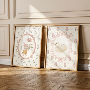 Vintage stílusú gyerekszoba falikép szett � pasztell erdei állatok, romantikus babaszoba dekoráció, mesebeli nursery pri - Meska.hu