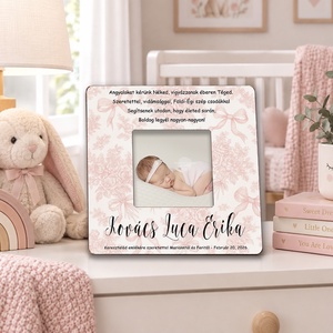 Keresztelő ajándék kislánynak - Személyre szóló fényképkeret kislánynak - Keresztelőre névre szóló képkeret, Baba - mama, Keresztelő kellékek, Keresztelőajándékok, Famegmunkálás, Fotó, grafika, rajz, illusztráció, MESKA