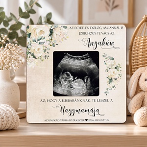 Bababejelentő - Ultrahangos képkeret - Testvérnek ajándék -  Nagynéni leszel - ajándék nagyszülőknek ajándék dédszülőnek - baba - mama - babaemlékek - bababejelentők - Meska.hu