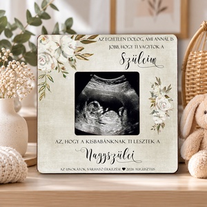 Bababejelentő - Ultrahangos képkeret - Testvérnek ajándék -  Nagynéni leszel - ajándék nagyszülőknek ajándék dédszülőnek - baba - mama - babaemlékek - bababejelentők - Meska.hu