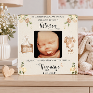 Bababejelentő - Ultrahangos képkeret - Testvérnek ajándék -  Nagynéni leszel - ajándék nagyszülőknek ajándék dédszülőnek, Baba - mama, Babaemlékek, Bababejelentők, Famegmunkálás, Fotó, grafika, rajz, illusztráció, MESKA