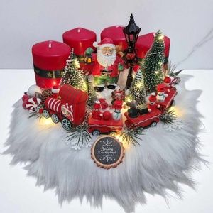 Adventi Koszorú - Mikulással és Vonattal , Karácsony, Adventi díszek, Adventi koszorú, , MESKA