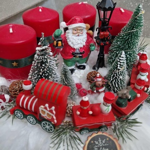 Adventi Koszorú - Mikulással és Vonattal  - karácsony - adventi díszek - adventi koszorú - Meska.hu