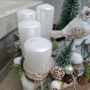 Adventi Asztaldísz fa ládában - Madárkák - karácsony - adventi díszek - adventi koszorú - Meska.hu