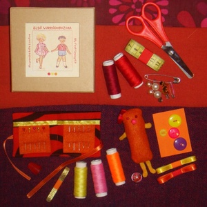 Első varródobozom - Piros-Narancs-Rózsaszín -  - Meska.hu