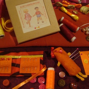 Első varródobozom - Piros-Narancs-Rózsaszín -  - Meska.hu