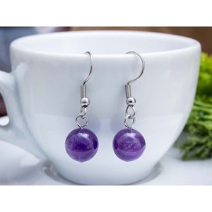Ametiszt lógós fülbevaló 8mm, Ékszer, Fülbevaló, Lógó fülbevaló, , MESKA