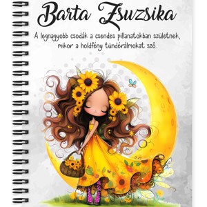 Személyre szabható - Cuki Napraforgós tündérlány kosárral mintás A5-ös füzet, Otthon & Életmód, Papír, írószer, Jegyzetfüzet & Napló, , MESKA