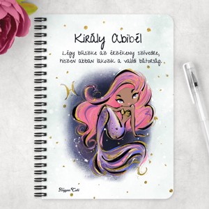 Személyre szabható - Rózsaszín hajú Csini Halak lány mintás A5-ös füzet - otthon & életmód - papír, írószer - jegyzetfüzet & napló - Meska.hu