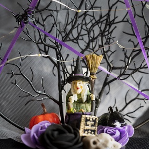 Lila-fekete halloween asztaldísz  - Meska.hu