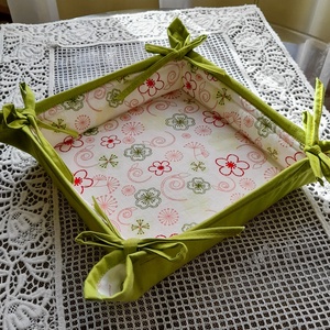 Virág  mintás textil kosár, Otthon & Életmód, Tárolás & Rendszerezés, Tárolókosár, Varrás, MESKA