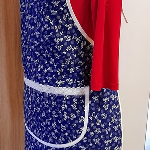Kékfestő mintás kötény madéra csipkével - otthon & életmód - konyhafelszerelés, tálalás - konyhai textil - kötény - Meska.hu