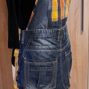 Női farmerkötény kockás fodros - otthon & életmód - konyhafelszerelés, tálalás - konyhai textil - kötény - Meska.hu
