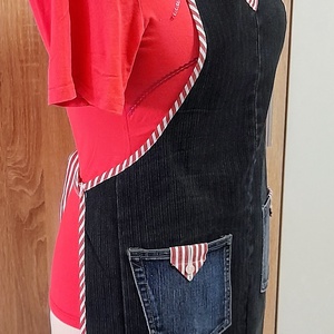 Női galléros farmer kötény  - otthon & életmód - konyhafelszerelés, tálalás - konyhai textil - kötény - Meska.hu