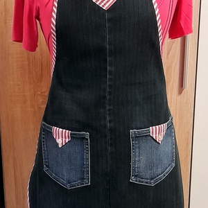 Női galléros farmer kötény  - otthon & életmód - konyhafelszerelés, tálalás - konyhai textil - kötény - Meska.hu