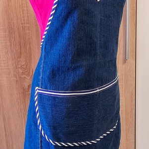 Női kék farmerkötémy inggallérral., Otthon & Életmód, Konyhafelszerelés, tálalás, Konyhai textil, Kötény, Varrás, MESKA