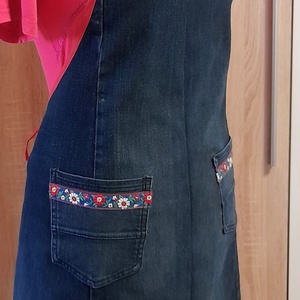 Női sötétkék farmer kötény  - otthon & életmód - konyhafelszerelés, tálalás - konyhai textil - kötény - Meska.hu