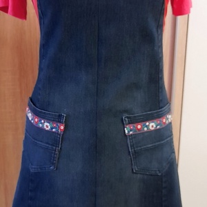 Női sötétkék farmer kötény , Otthon & Életmód, Konyhafelszerelés, tálalás, Konyhai textil, Kötény, Varrás, MESKA