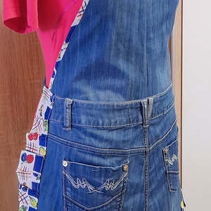 Kék női farmer kötény szélén fodorral., Otthon & Életmód, Konyhafelszerelés, tálalás, Konyhai textil, Kötény, Varrás, MESKA