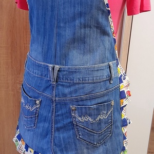 Kék női farmer kötény szélén fodorral. - otthon & életmód - konyhafelszerelés, tálalás - konyhai textil - kötény - Meska.hu